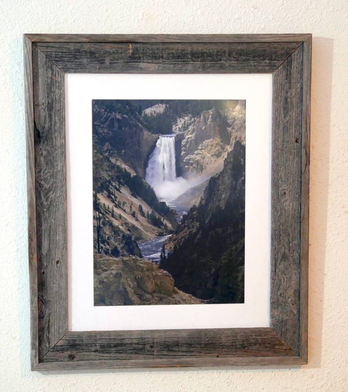 Custom frame rustic weathered gray - Lower Yellowstone Falls